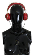 Dolce & Gabbana FRENDS Leather Red Floral Crystal Headset Headphones