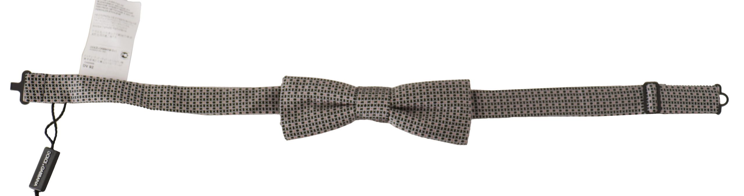 Dolce & Gabbana Black White Flower Pattern Silk Neck Papillon Tie