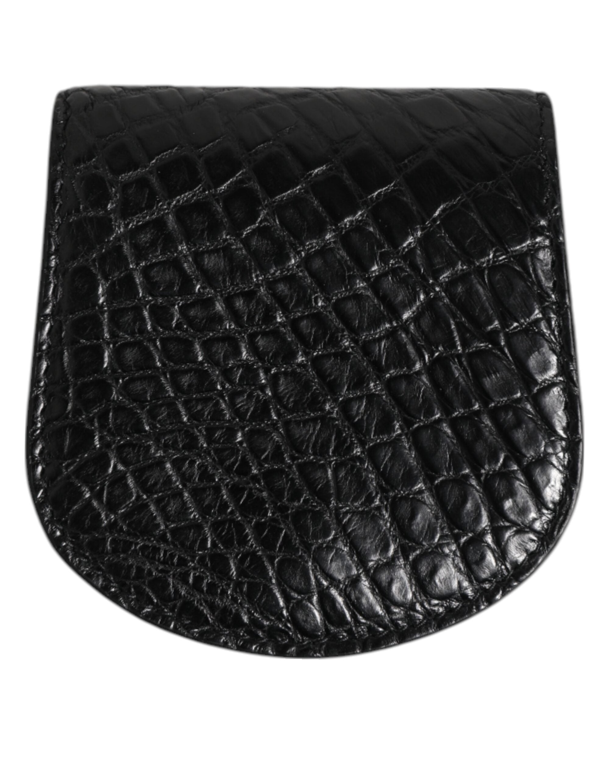 Dolce & Gabbana Black Exotic Skin Coin Condom Case Holder Pocket Wallet