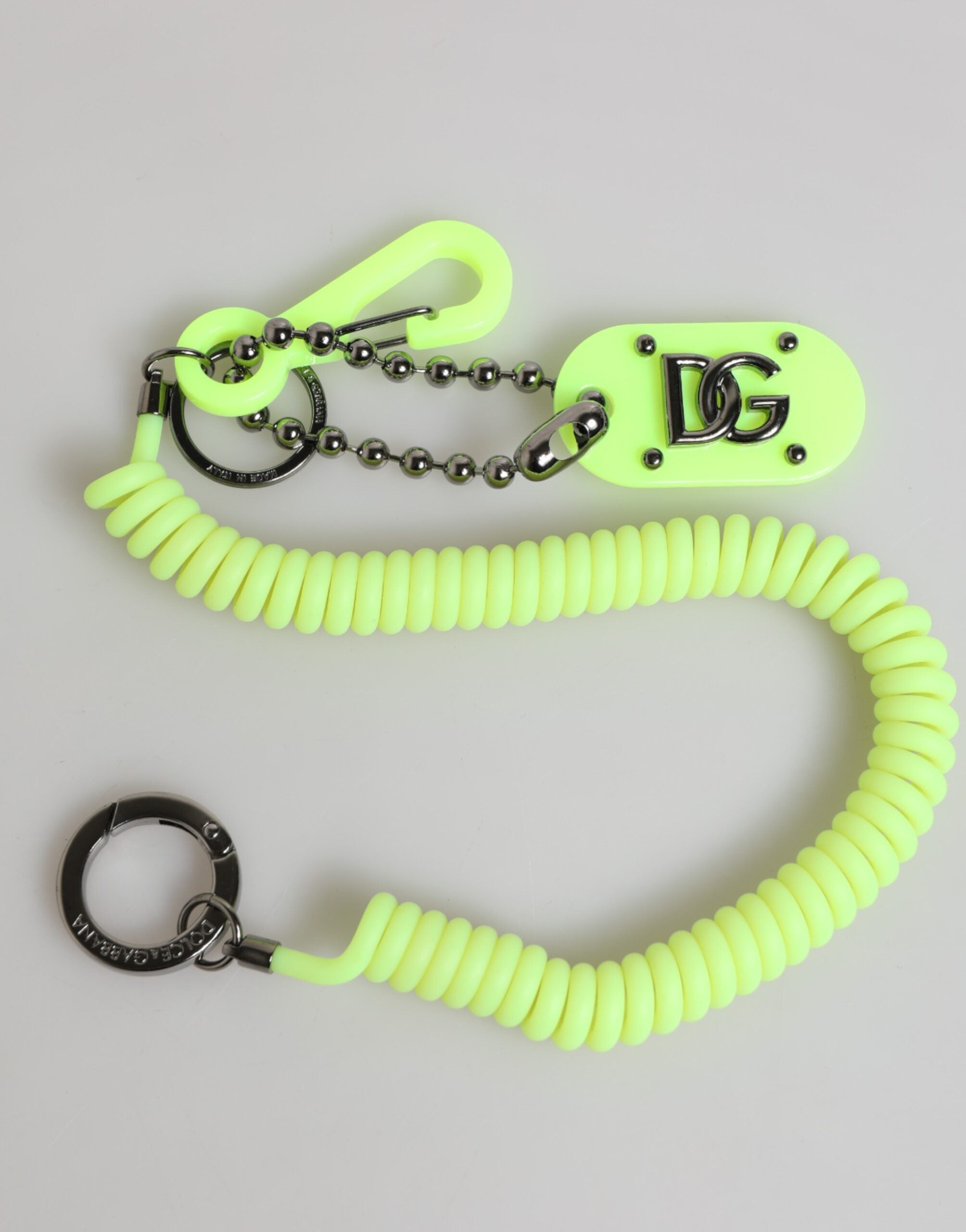 Dolce & Gabbana Green Springy Key Holder DG Logo Men's Keychain Keyring